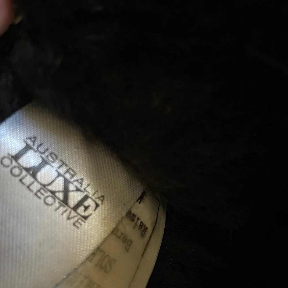 Australia Luxe Collection Sheepskin Lined Black Leather Logo Boots Unisex